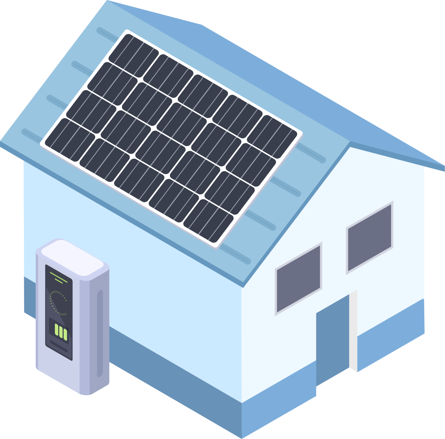 太陽光パネルと蓄電池を設置した家