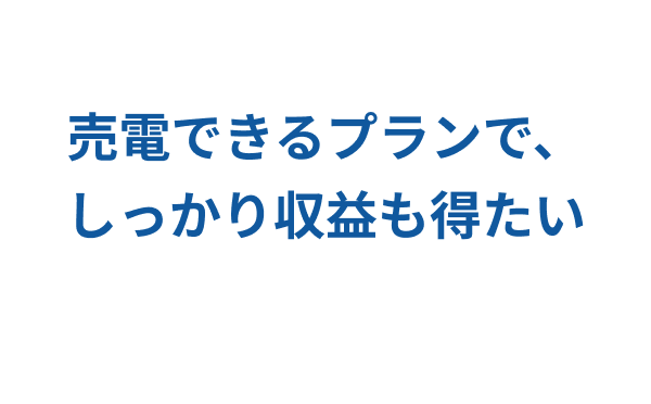 売電できるプランで、しっかり収益も得たい